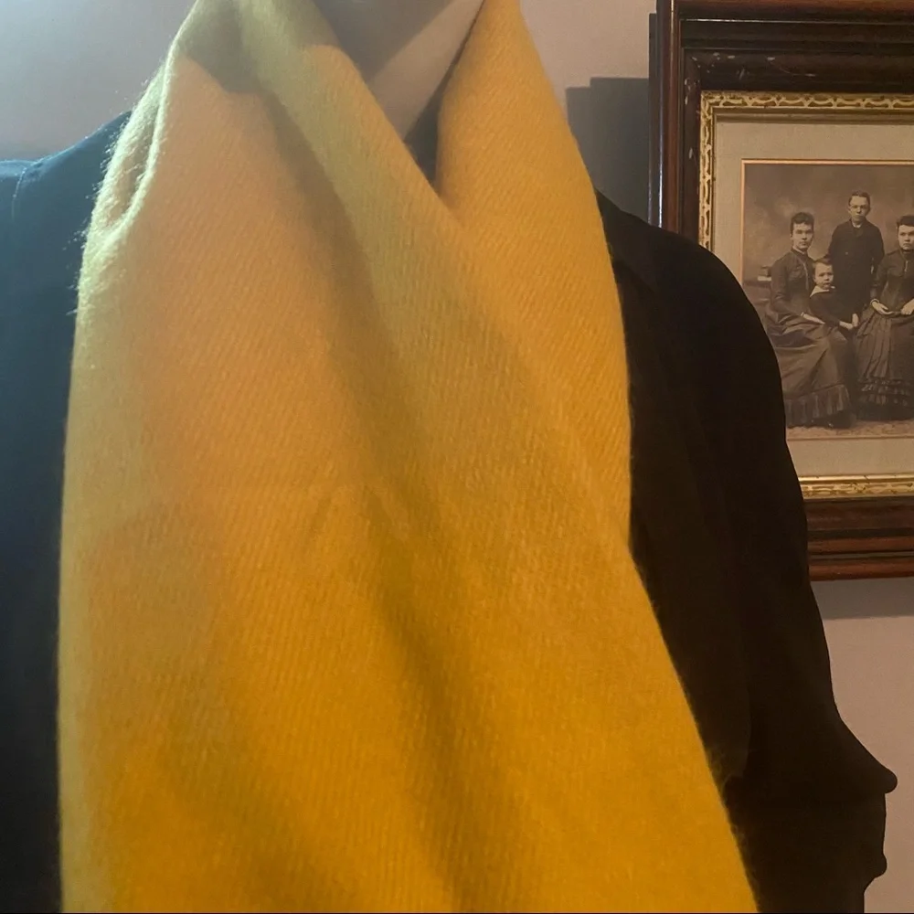 Warm Yellow 100% Cashmere Scarf,‎ Made in Scotland, Scottish Cashmere Scarf